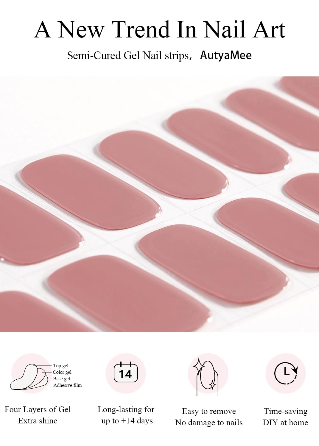 Semi Cured Gel Nail Strips (Clear), Transparent, 20 Pcs Gel Nail Wraps, Stickers, UV Light Required, Salon Quality, Long Lasting