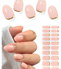 Semi Cured Gel Nail Strips (Gold End), Gold Foil Line Design, Nude, 20 Pcs Gel Nail Wraps, Stickers, UV Light Required, Salon Quality, Long Lasting