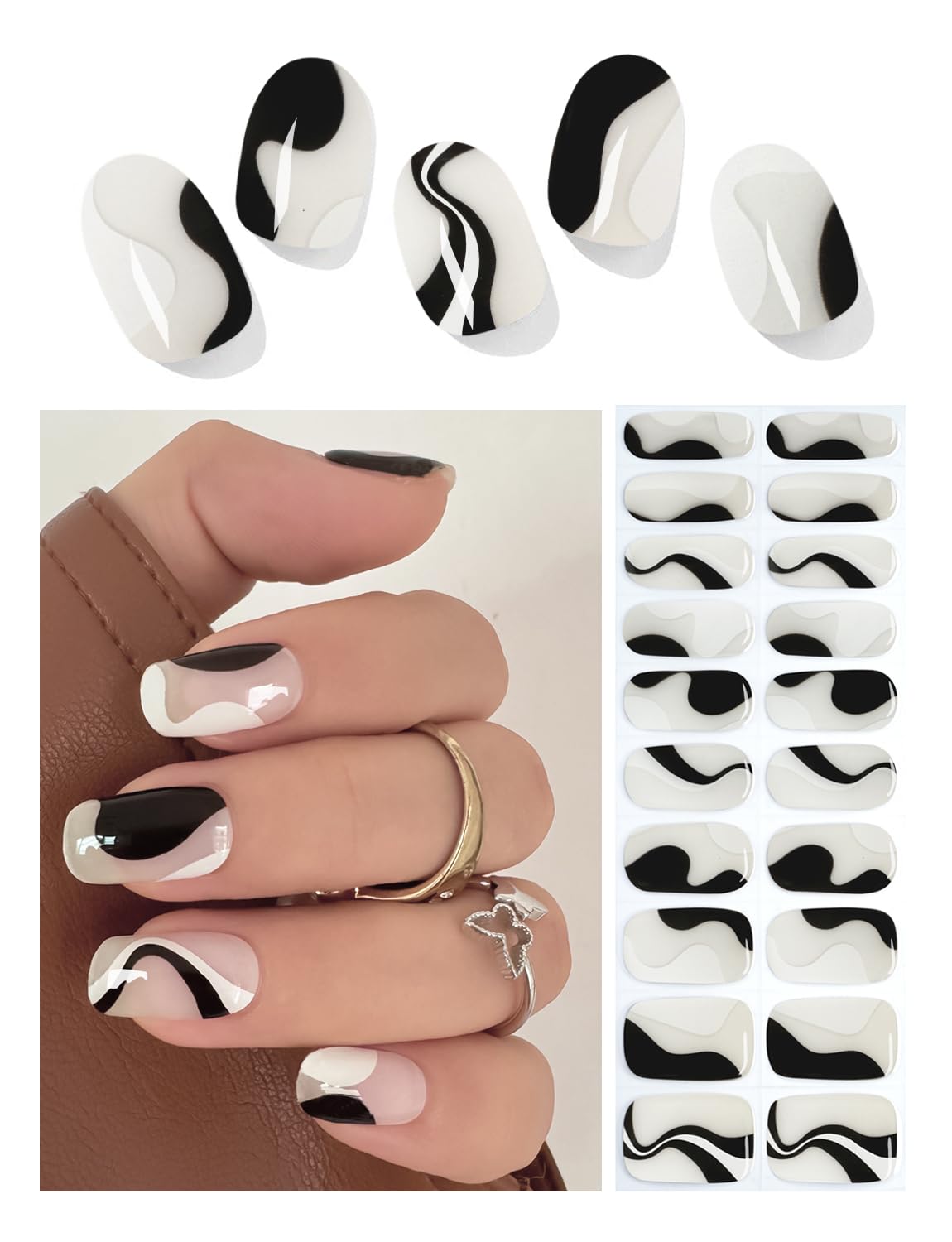 Semi Cured Gel Nail Strips - French Pink Flower Hydrangea Nail Wraps, 20pcs, UV Ready for DIY Nails