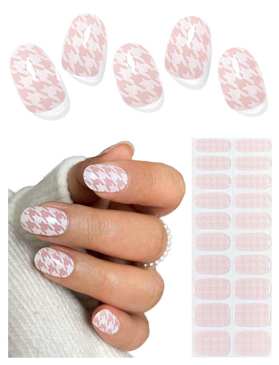 WHITE HOUNDSTOOTH NAILS