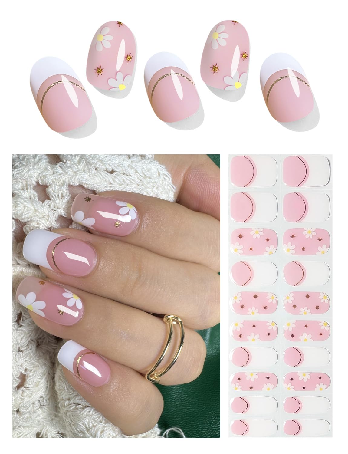 Flower pink French tip