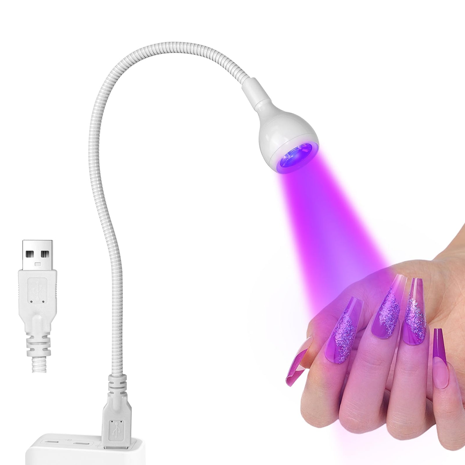 AORAEM Nail Lamp LED Nail Manicure Dryer Curing Light with Black Gooseneck and Clamp for Gel Nails