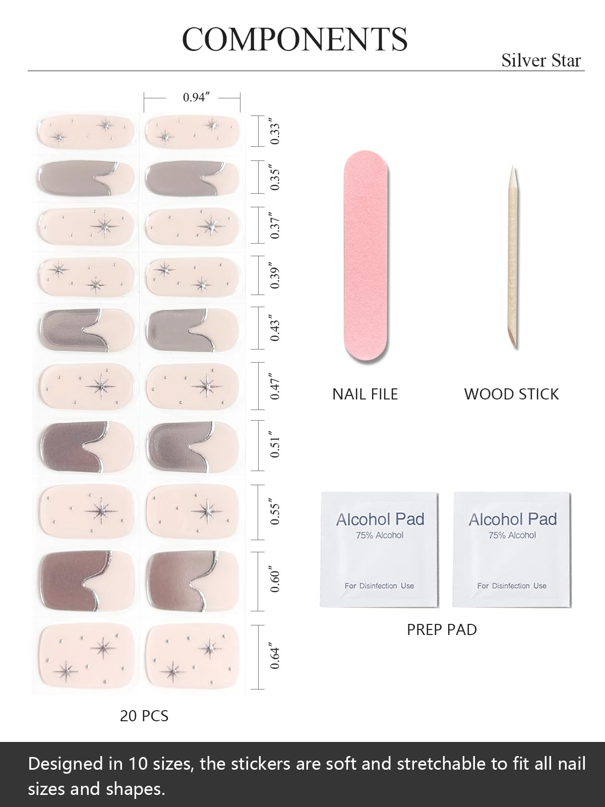 Semi Cured Gel Nail Strips (Gold End), Gold Foil Line Design, Nude, 20 Pcs Gel Nail Wraps, Stickers, UV Light Required, Salon Quality, Long Lasting