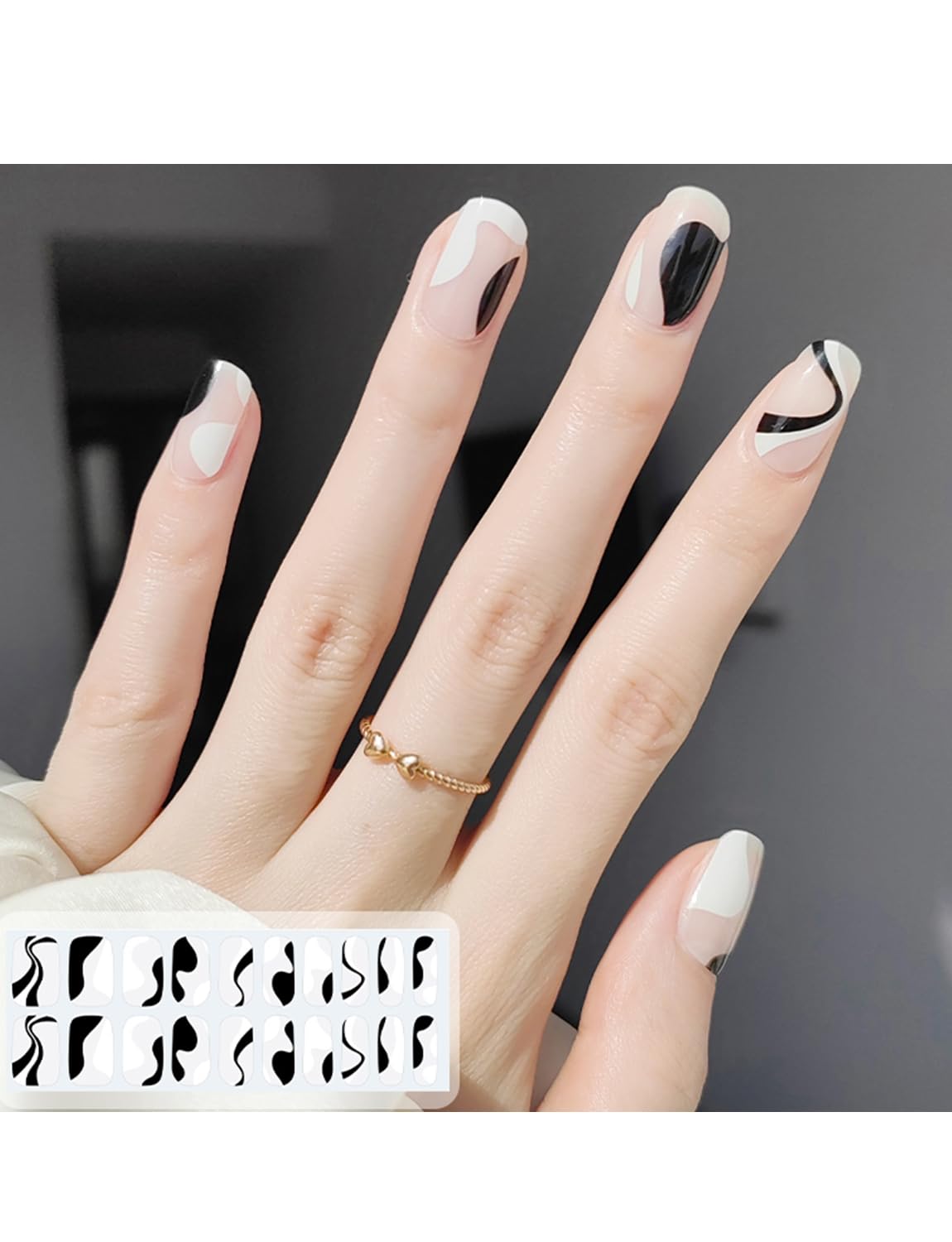 Semi Cured Gel Nail Strips - French Pink Flower Hydrangea Nail Wraps, 20pcs, UV Ready for DIY Nails