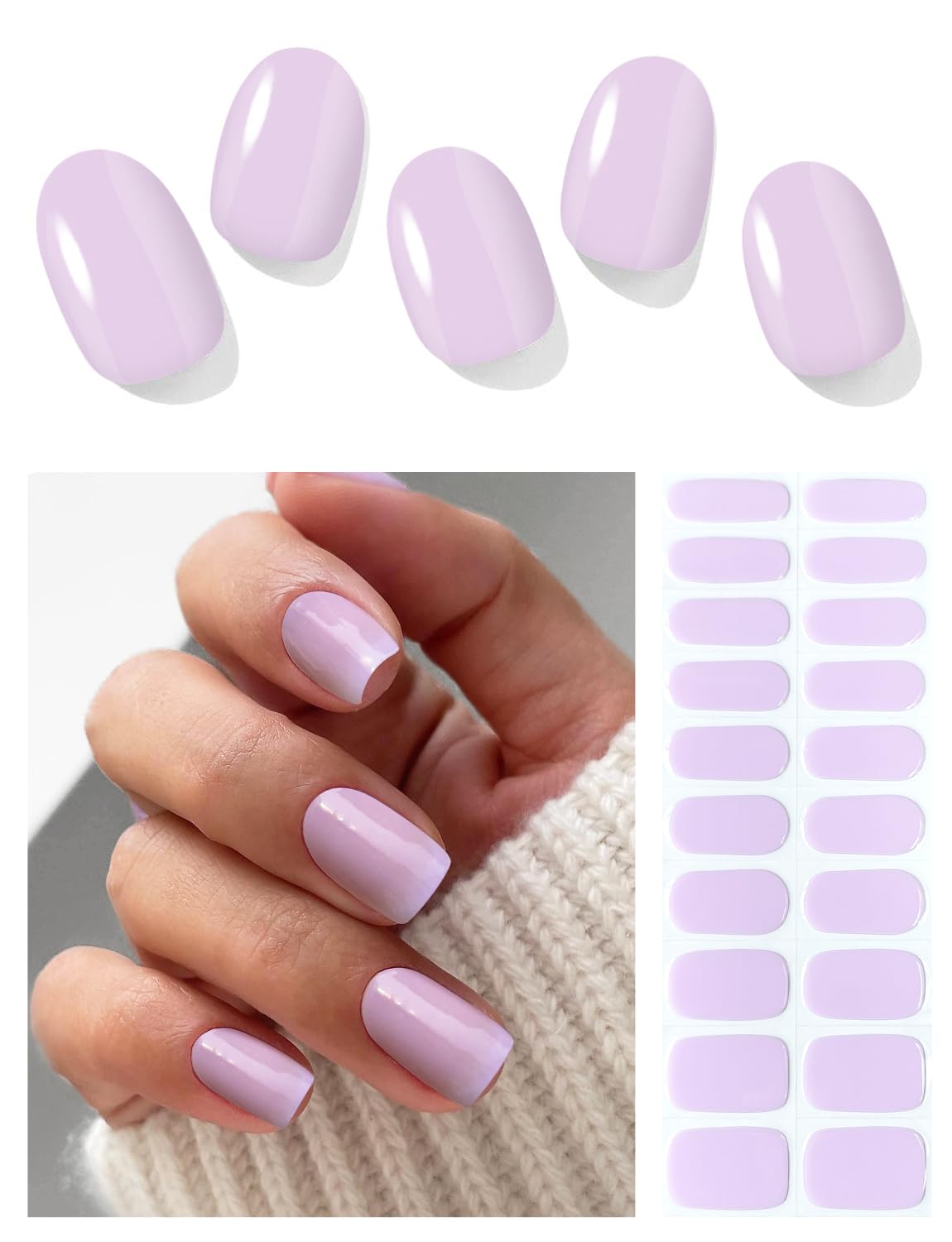 Light Lilac Gel nail Strips