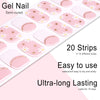 20pcs Semi Cured Gel Nail Strips, Real Nail Polish Art Stickers, Love Adhesive Full Wrap Gel Nail, Waterproof Gel Nail Wrap Stickers with Nail File and Stick（UV/LED Light Required）