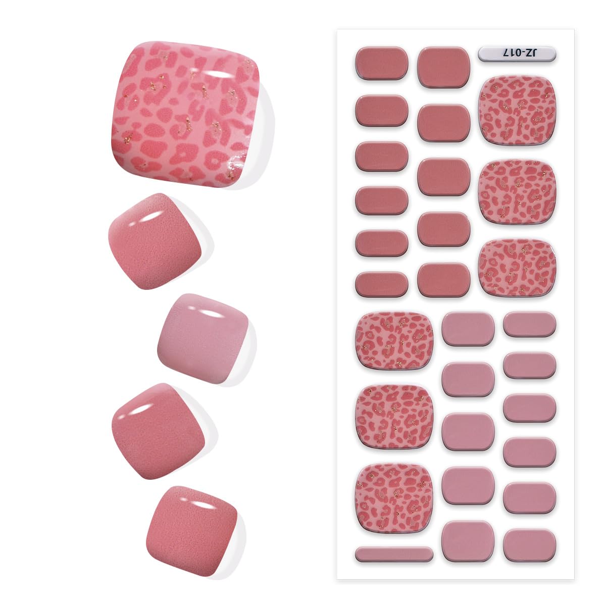 Semi Cured Gel Pedi Strips Glossy Gel Toenail Stickers Semi-Cured Gel Pedicure Strips Long Lasting Gel Pedicure Nail Wraps Sticker Salon Nails at Home Requires UV Light Pedicure Kit