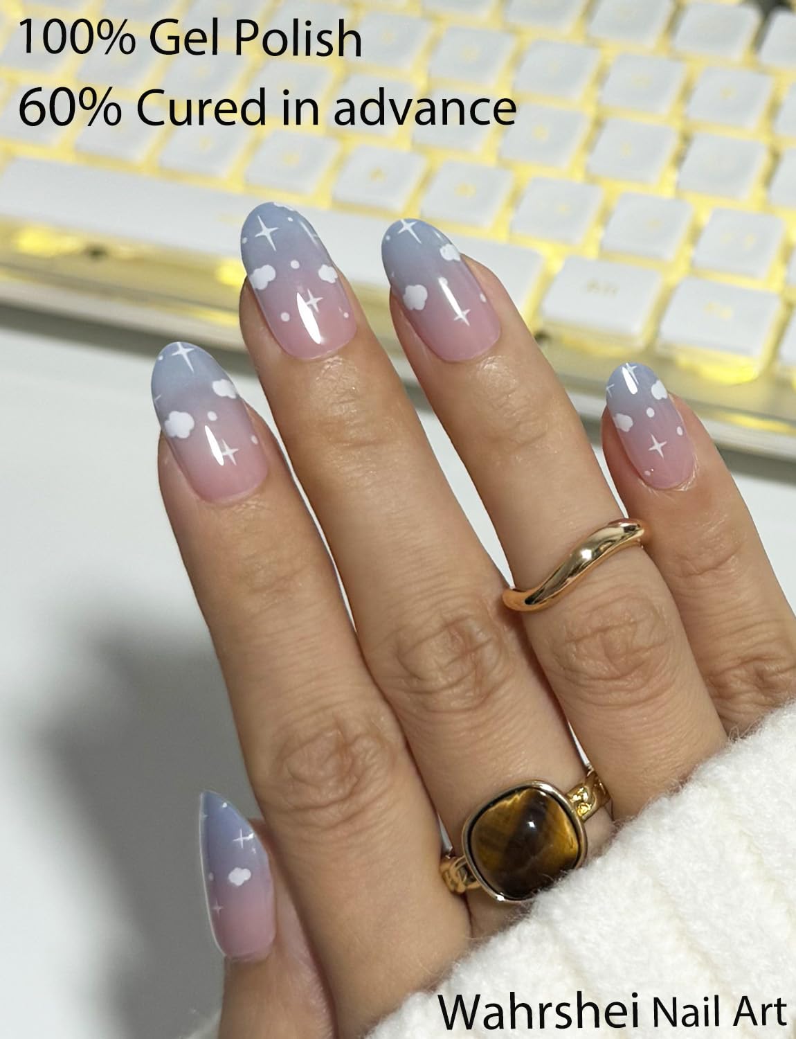 Sky Blue Tip Nails