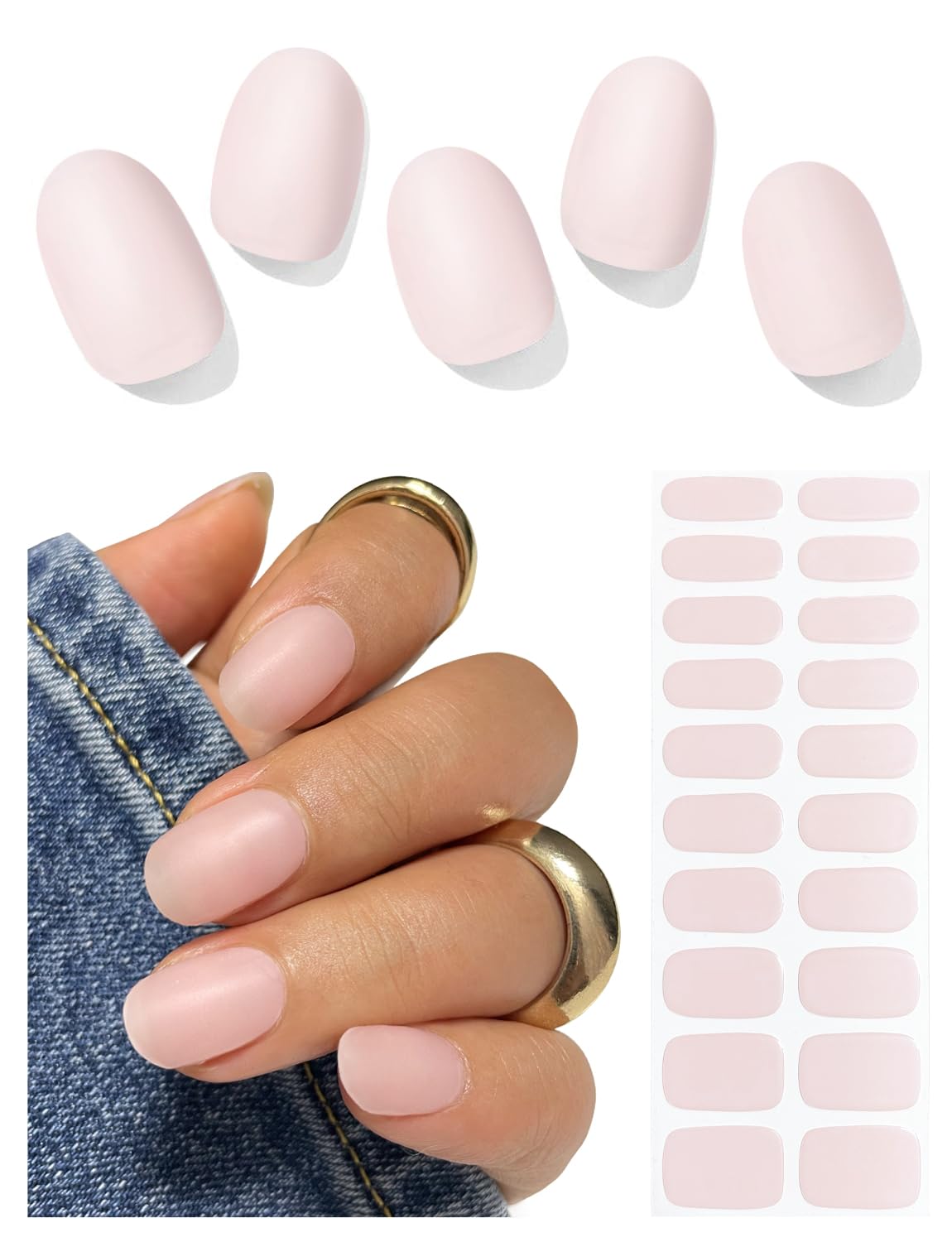 Matte Milky Pink Gel Nail Strips
