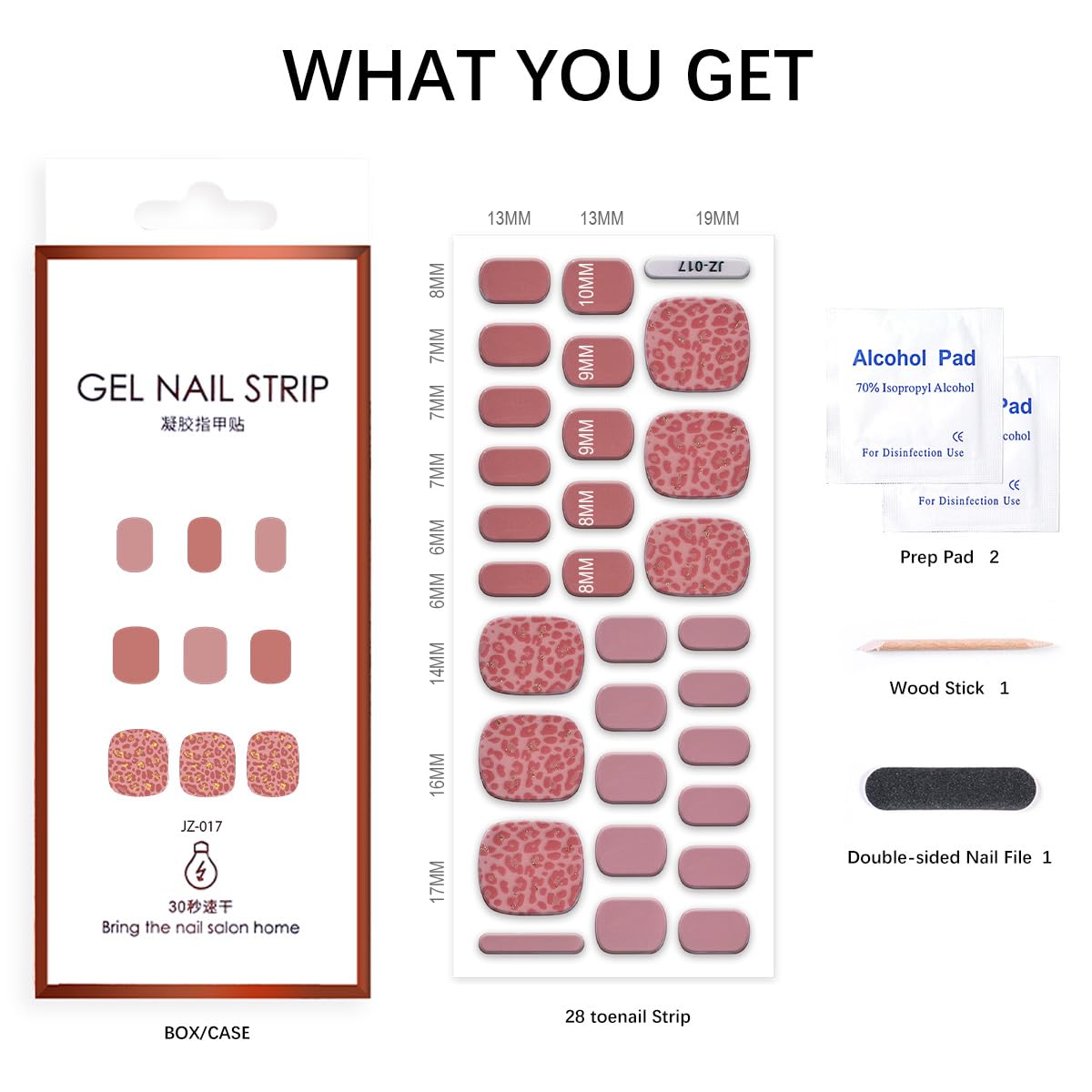 Semi Cured Gel Pedi Strips Glossy Gel Toenail Stickers Semi-Cured Gel Pedicure Strips Long Lasting Gel Pedicure Nail Wraps Sticker Salon Nails at Home Requires UV Light Pedicure Kit