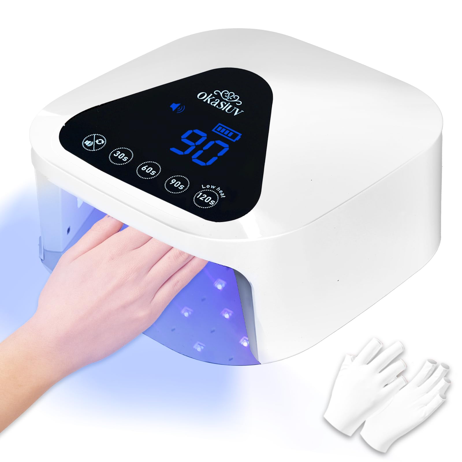 Cordless LED Nail Lamp for Gel Polish - Auto Sensor, 4 Timers, UV Gloves Included | Fast Drying Home & Salon Use