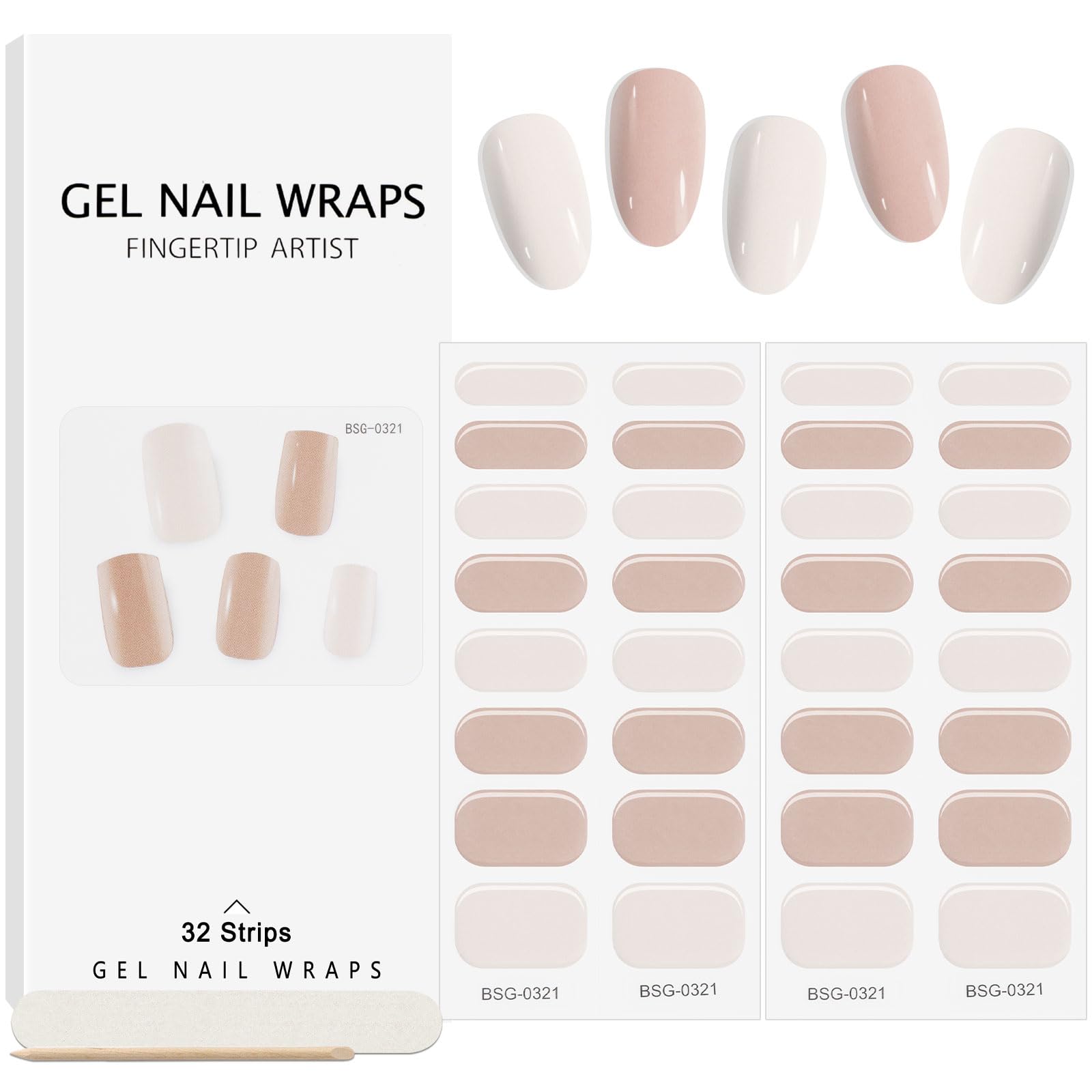 EBANKU 32PCS Cured Gel Nail Strips Real Nail Polish Strips Wraps Long-Lasting Waterproof Gel Nail Polish Wraps Full Wrap Gel Nail Art Stickers UV/LED Lamp Required (Gradient Wine)