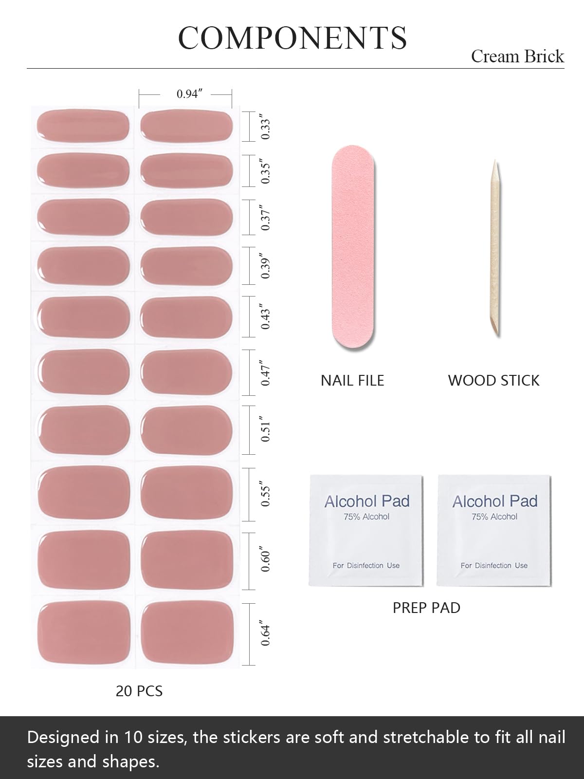 Semi Cured Gel Nail Strips (Clear), Transparent, 20 Pcs Gel Nail Wraps, Stickers, UV Light Required, Salon Quality, Long Lasting