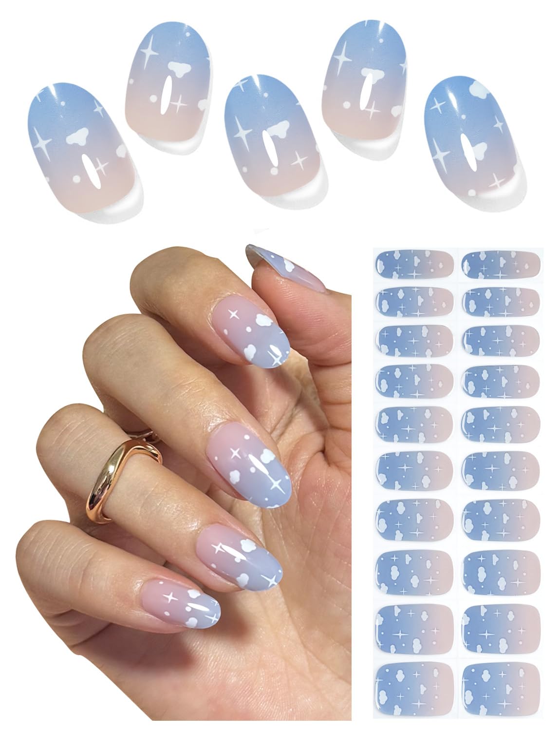 Sky Blue Tip Nails