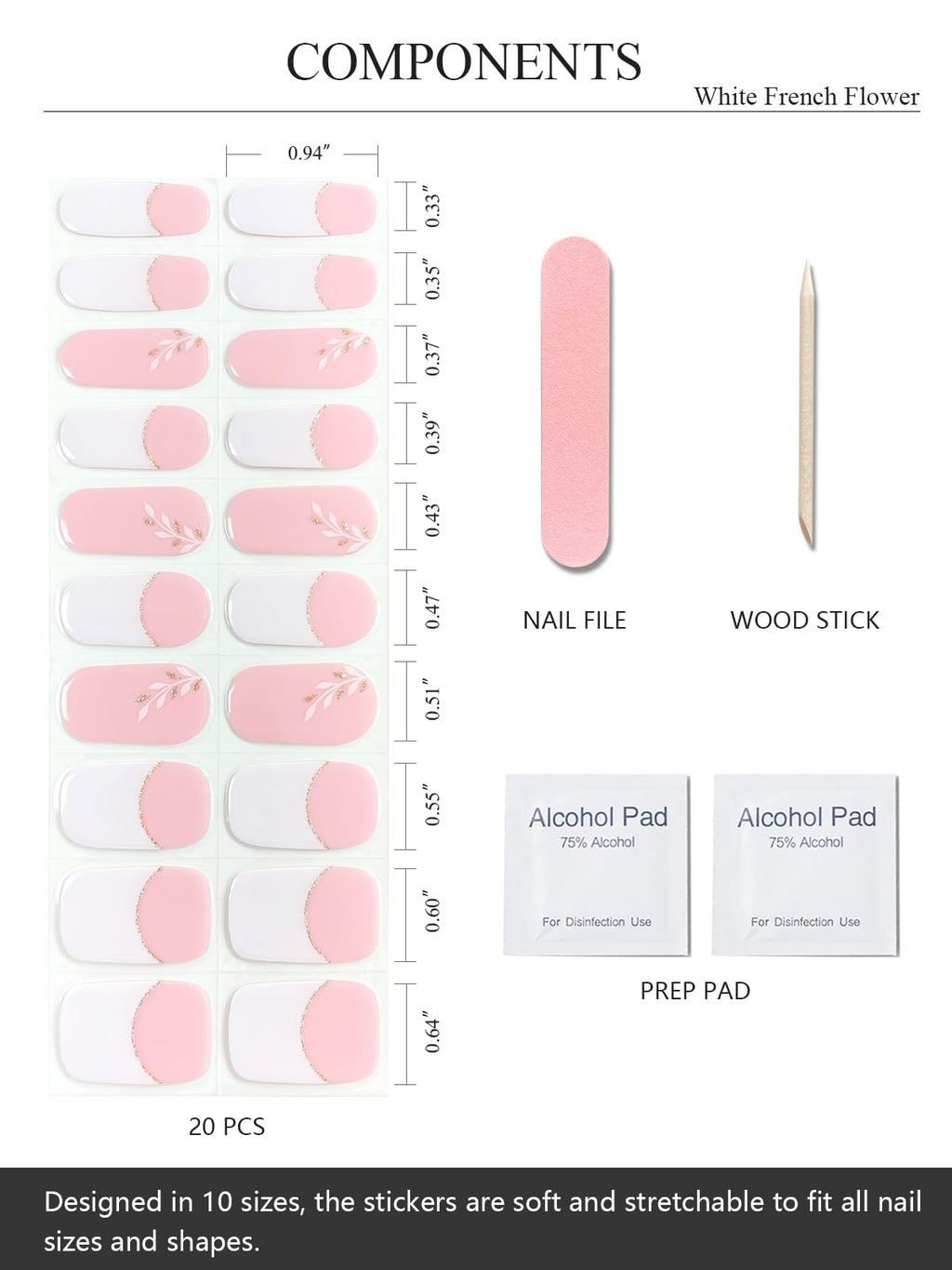 Semi Cured Gel Nail Strips (Gold End), Gold Foil Line Design, Nude, 20 Pcs Gel Nail Wraps, Stickers, UV Light Required, Salon Quality, Long Lasting