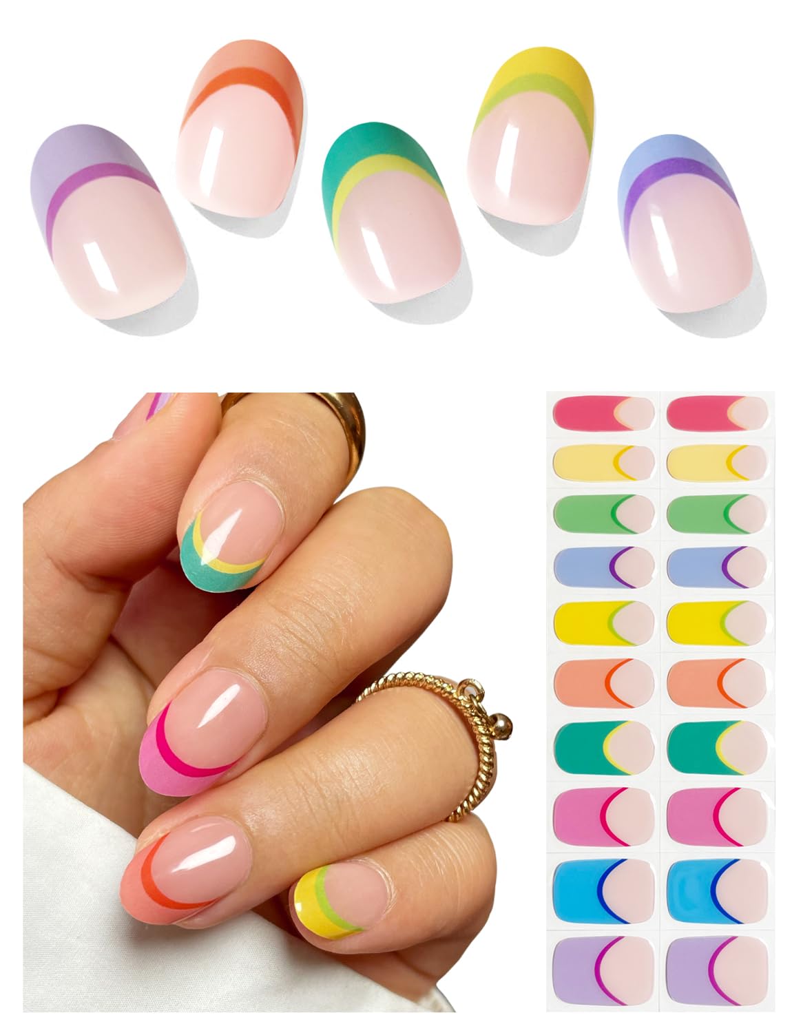 Pastel Mix French Tip Nails