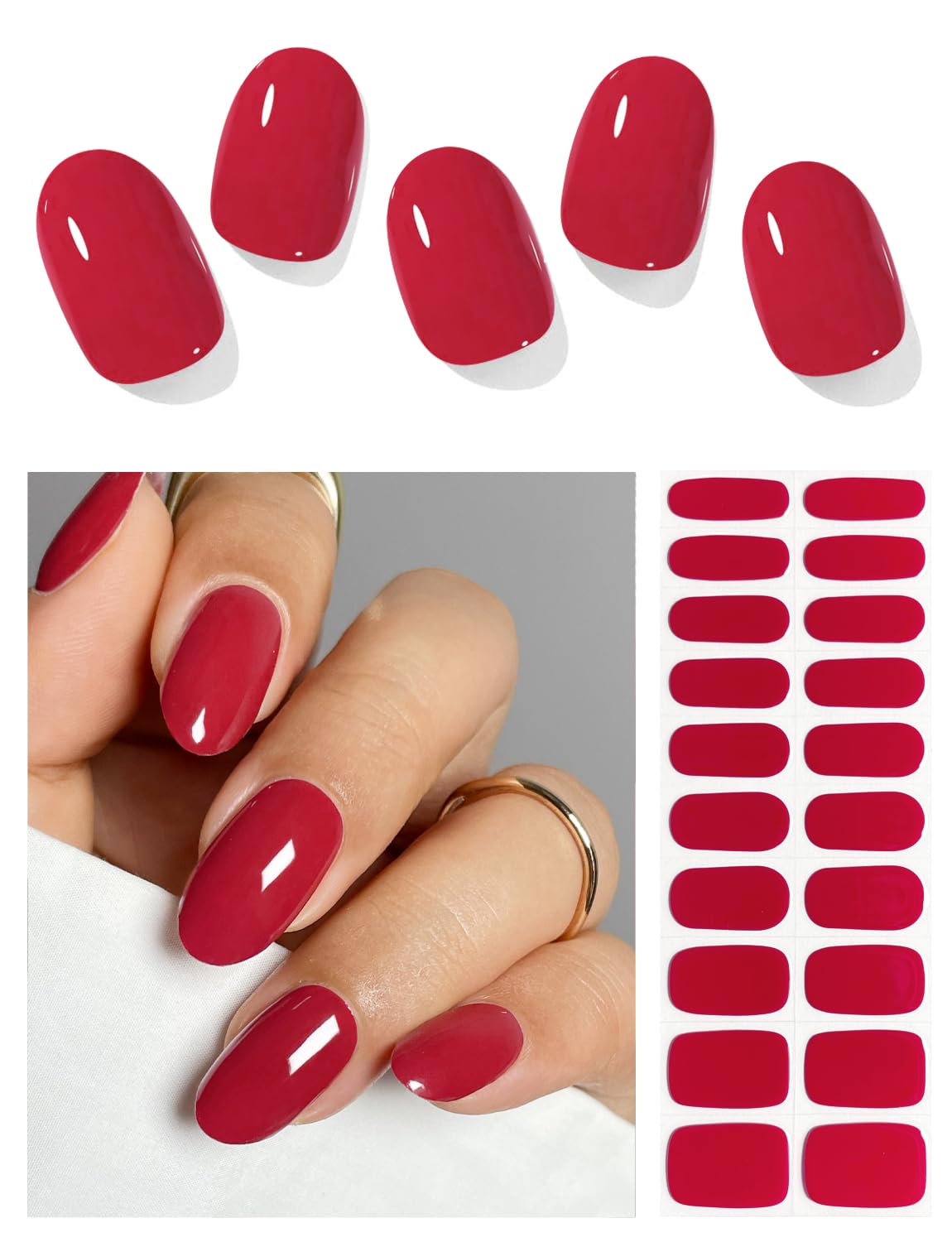 B Red Gel Nail Strips