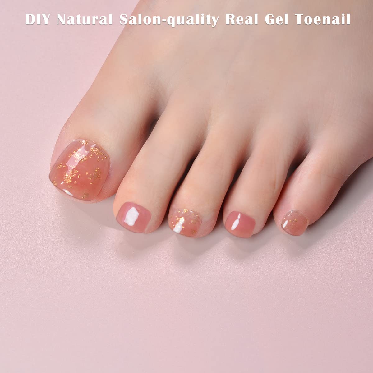 Semi Cured Gel Pedi Strips Glossy Gel Toenail Stickers Semi-Cured Gel Pedicure Strips Long Lasting Gel Pedicure Nail Wraps Sticker Salon Nails at Home Requires UV Light Pedicure Kit