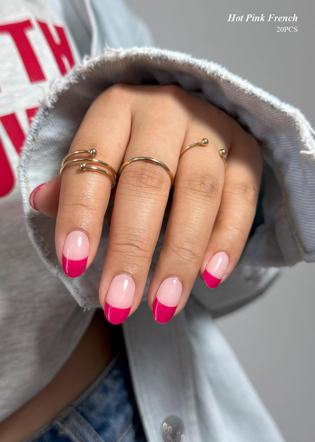 Semi Cured Gel Nail Strips (Gold End), Gold Foil Line Design, Nude, 20 Pcs Gel Nail Wraps, Stickers, UV Light Required, Salon Quality, Long Lasting
