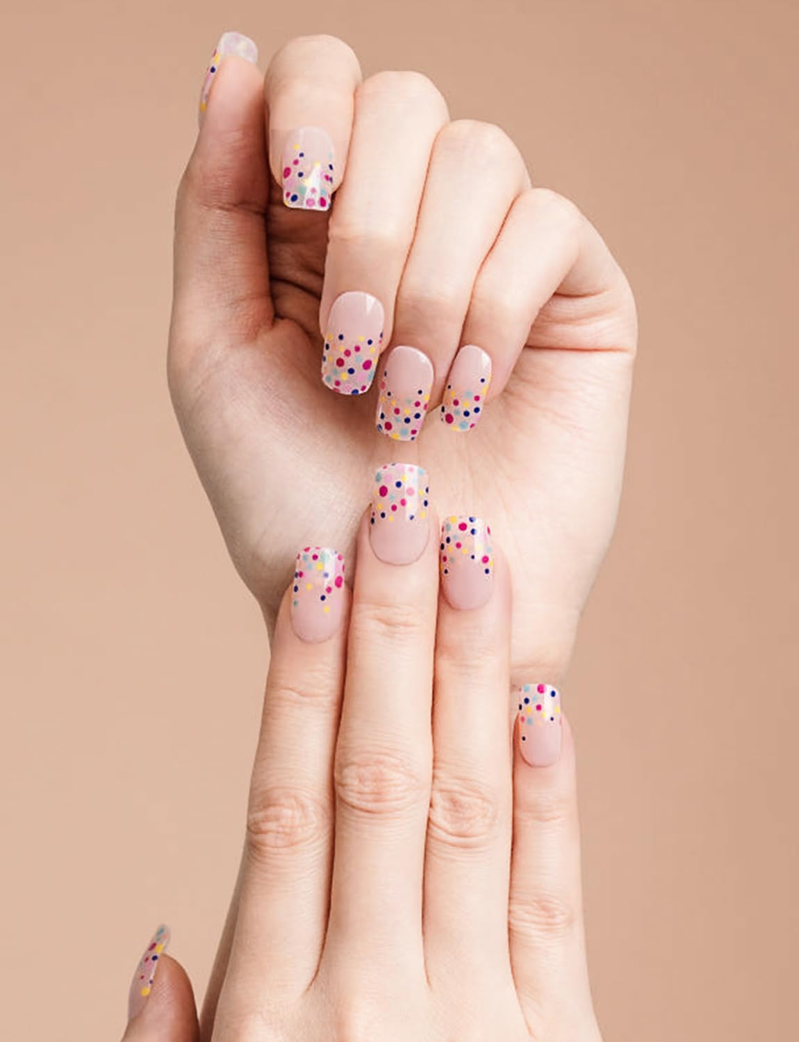 Semi Cured Gel Nail Strips - French Pink Flower Hydrangea Nail Wraps, 20pcs, UV Ready for DIY Nails