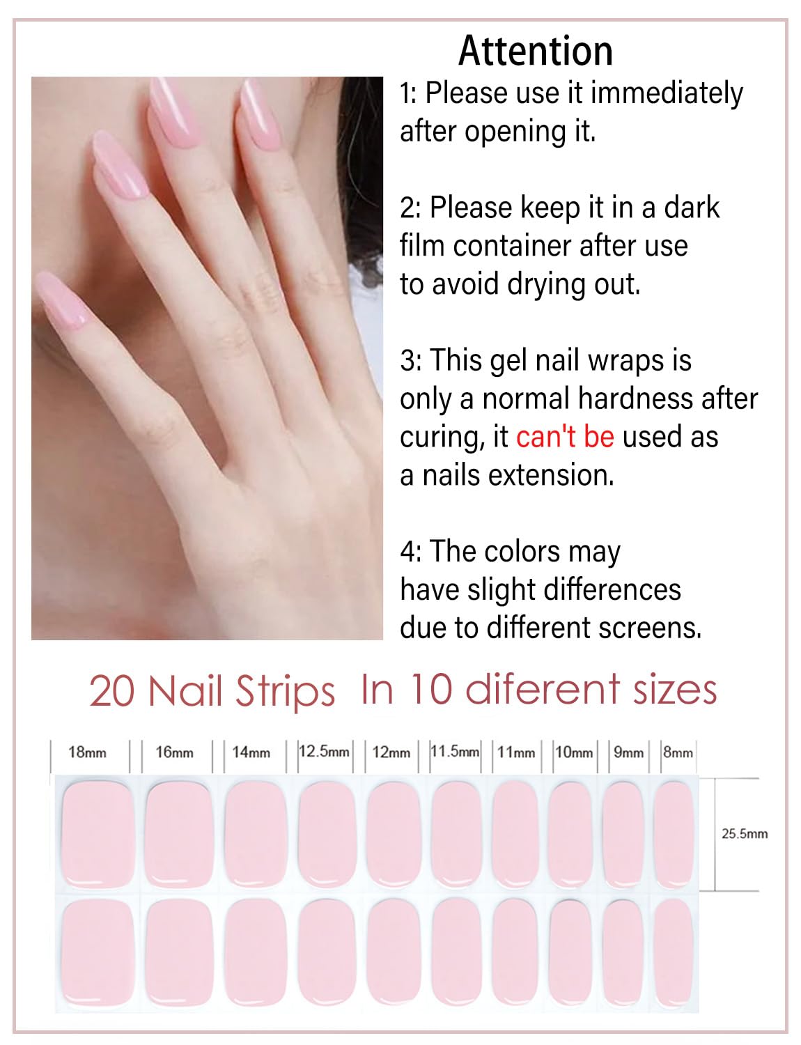 Semi Cured Gel Nail Strips - French Pink Flower Hydrangea Nail Wraps, 20pcs, UV Ready for DIY Nails