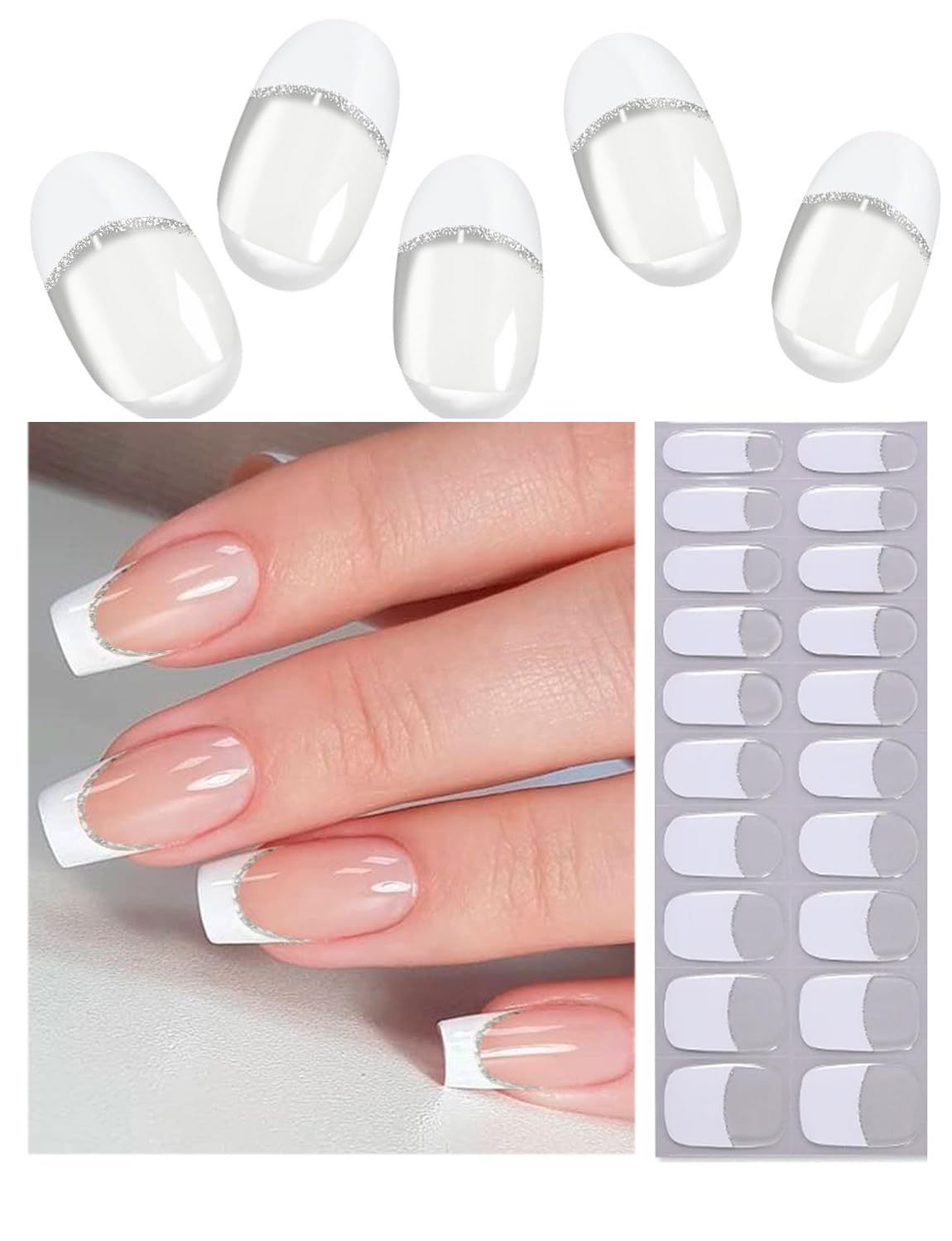 White French tip Gel Nail Strips