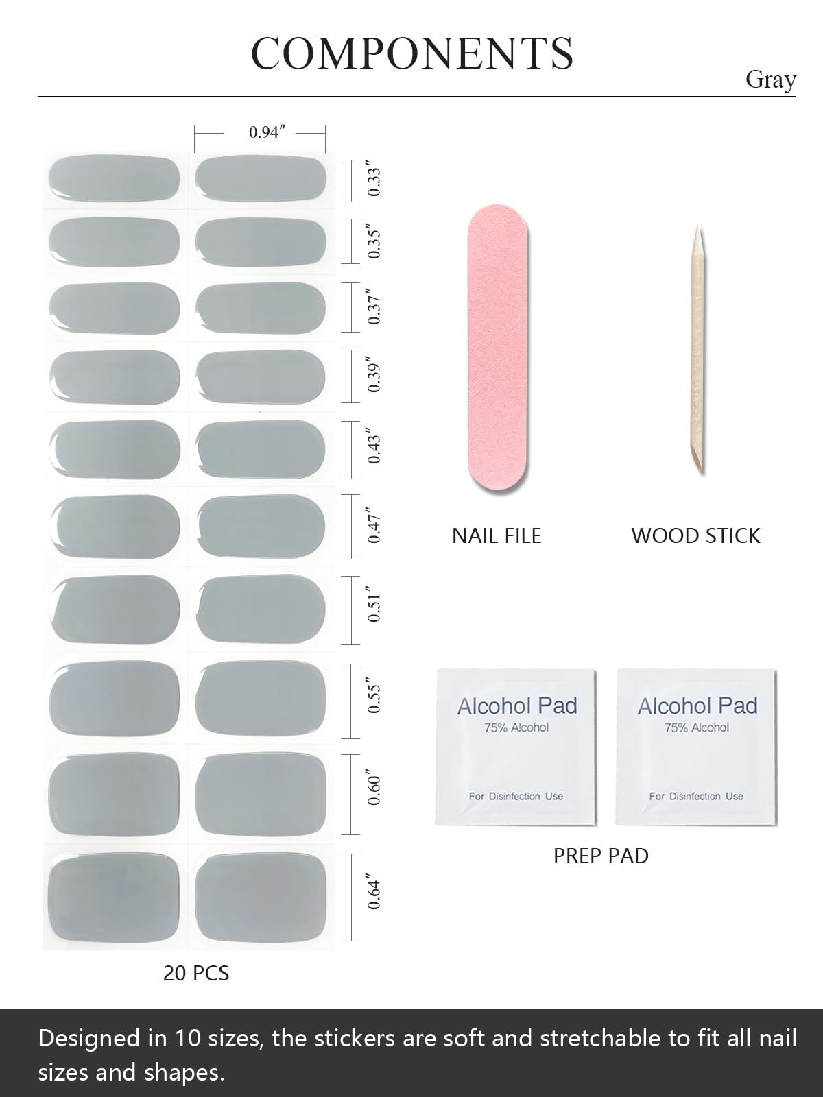 Semi Cured Gel Nail Strips (Clear), Transparent, 20 Pcs Gel Nail Wraps, Stickers, UV Light Required, Salon Quality, Long Lasting