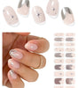 Semi Cured Gel Nail Strips (Gold End), Gold Foil Line Design, Nude, 20 Pcs Gel Nail Wraps, Stickers, UV Light Required, Salon Quality, Long Lasting