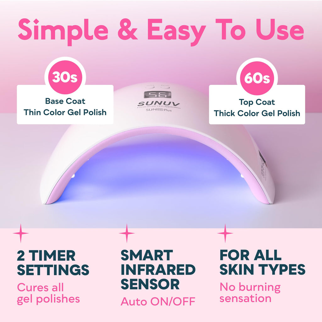 SUNUV Gel Nail Lamp – Auto Sensor, Dual Timer, Fast-Drying