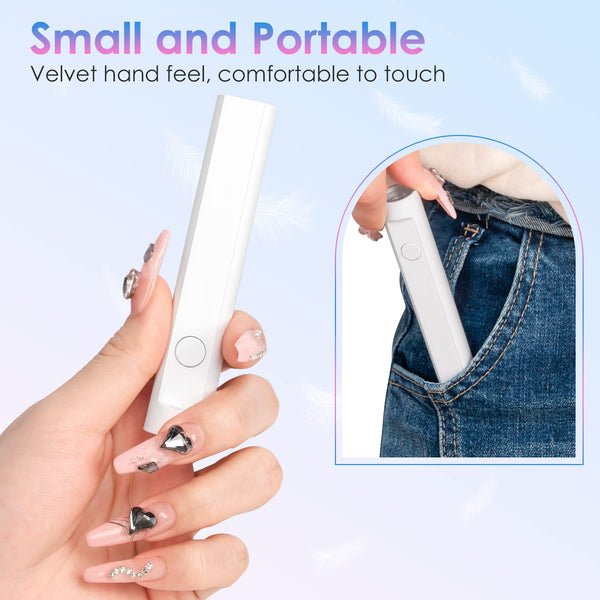 Mini UV Light for Gel Nails - Portable Mini Nail Lamp,3W Handheld UV Light for Nails Pen Shape Nail Dryer 2 Models Professional Led Light for Resin Curing With Type C for Nail Home Salon (White)