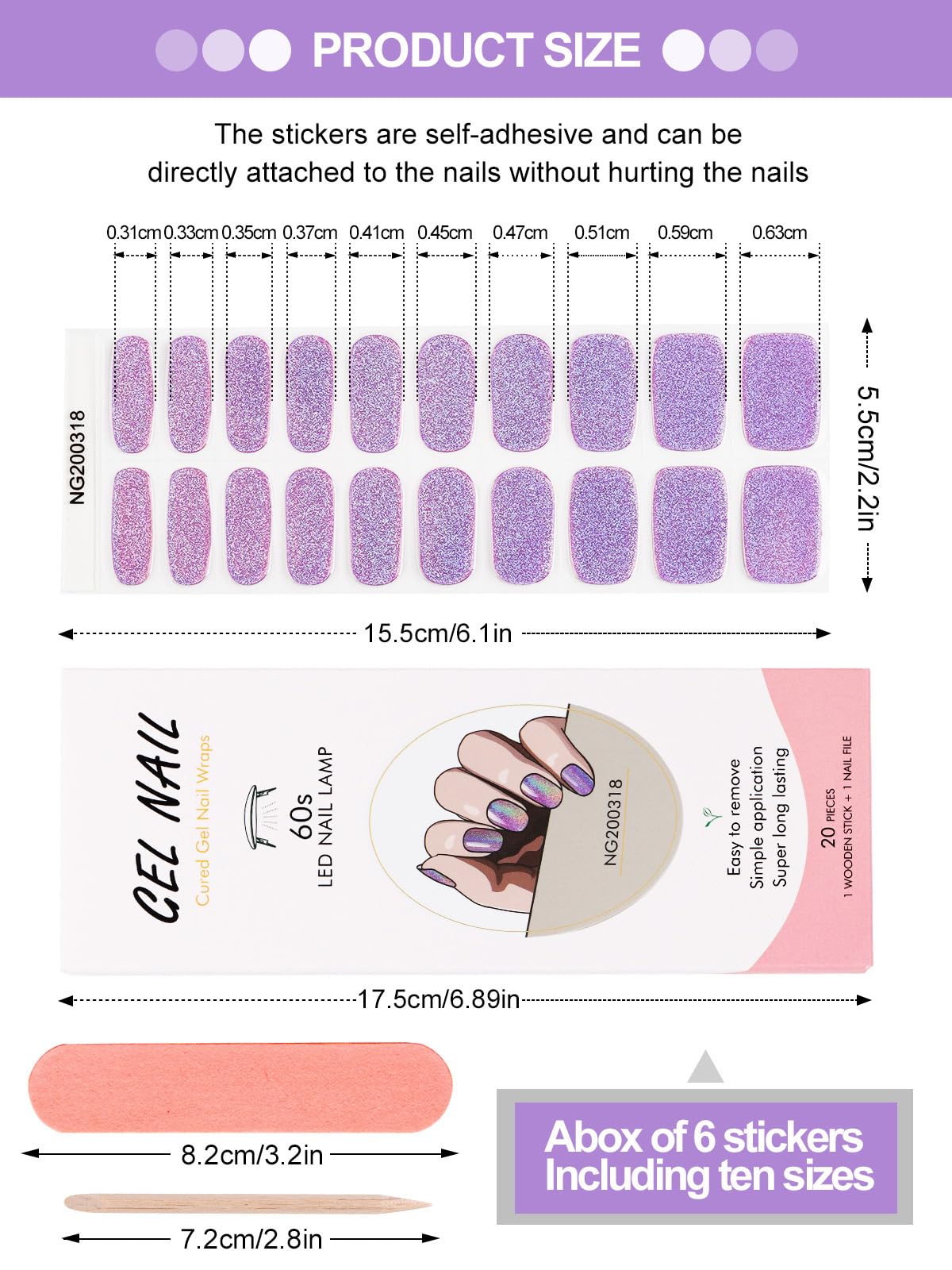 Kalolary 20PCS Semi Cured Gel Nail Polish Strips, Wine Red Adhesive Full Wrap Gel Nail Art Sticker, Waterproof Gel Nail Wrap Stickers with Nail File and Stick（UV/LED Lamp Required）