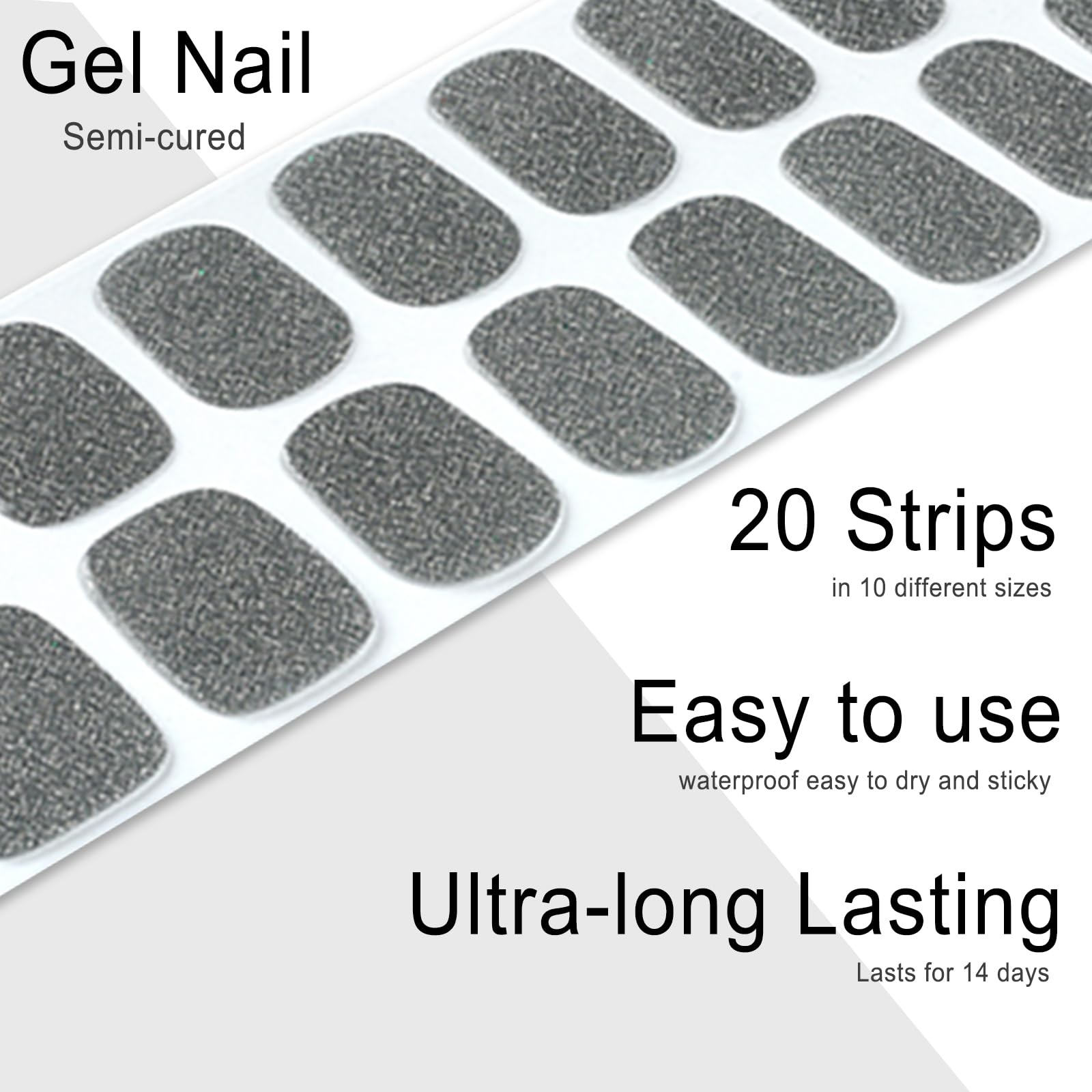 20pcs Semi Cured Gel Nail Strips, Real Nail Polish Art Stickers, Love Adhesive Full Wrap Gel Nail, Waterproof Gel Nail Wrap Stickers with Nail File and Stick（UV/LED Light Required）