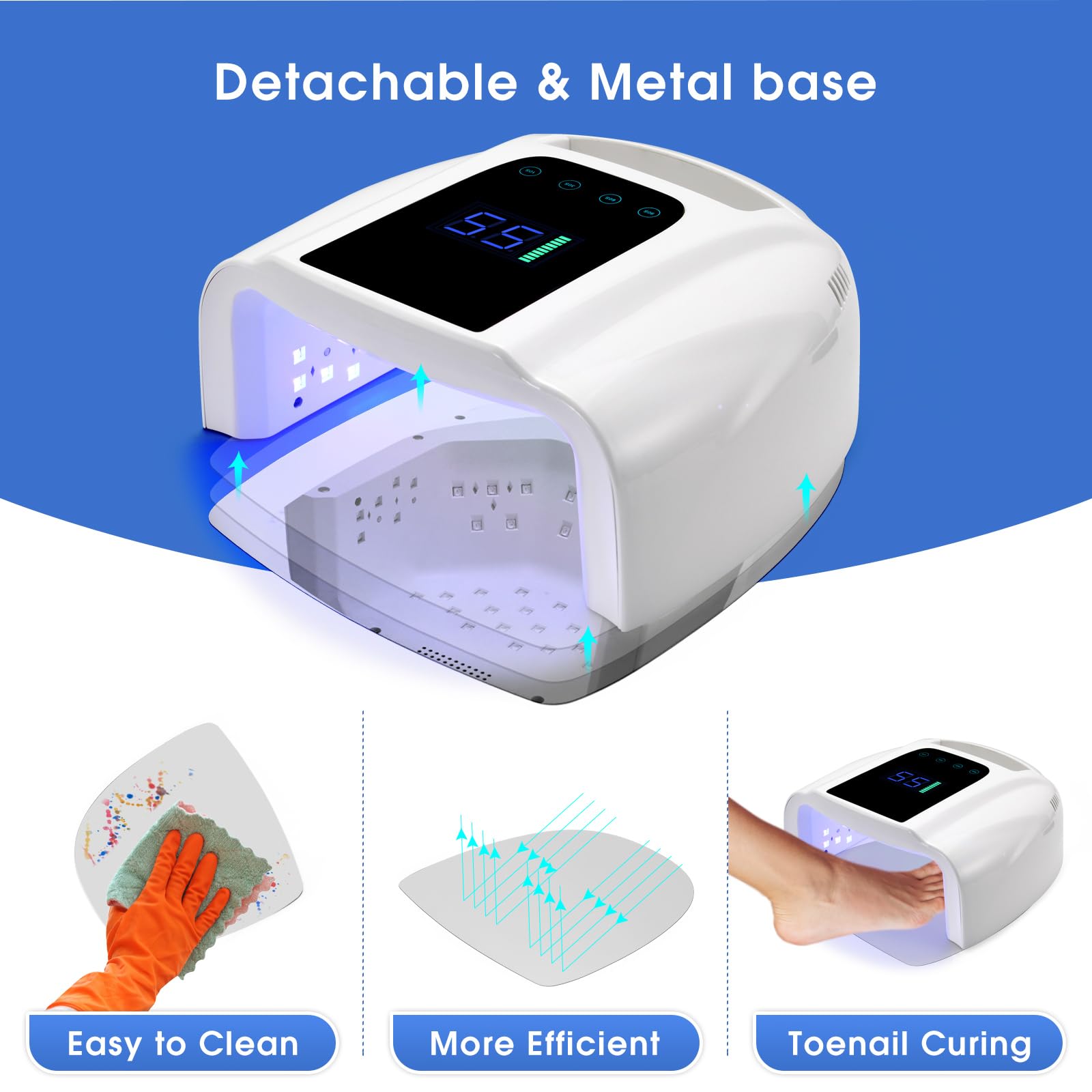 Rechargeable UV LED Nail Lamp, 60W UV Led Nail Light for Gel Nails, Auto Sensor and 4 Timer Settings, Professional Nail Art Tools with Automatic Sensor, LCD Display