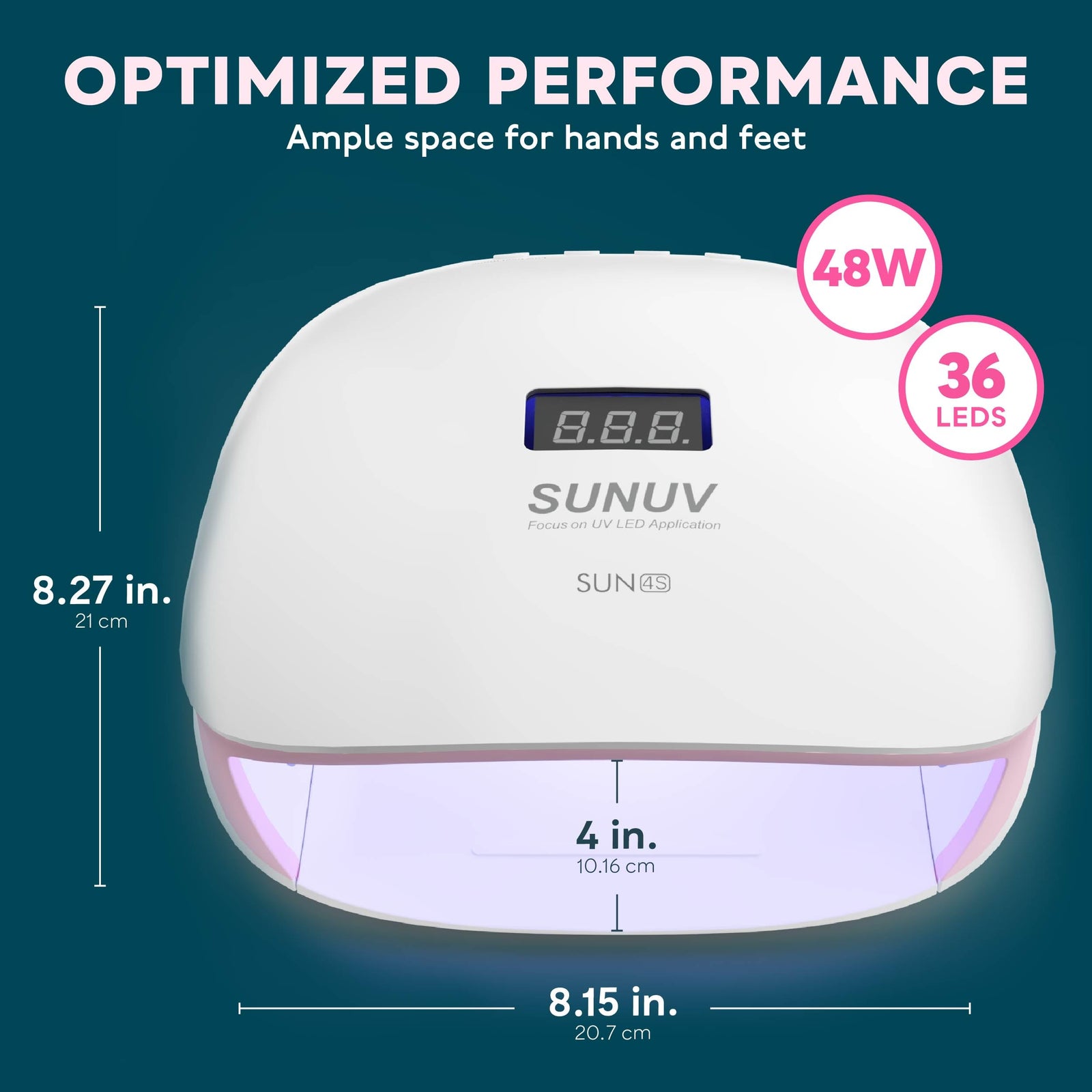 SUNUV SUN4 48W UV LED Nail Lamp, UV Light for Nails, LED UV Lamp for Gel Nails with 4 Timer Settings, Nail Dryer for Gel Polish for Home Salon Black