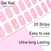 20pcs Semi Cured Gel Nail Strips, Real Nail Polish Art Stickers, Love Adhesive Full Wrap Gel Nail, Waterproof Gel Nail Wrap Stickers with Nail File and Stick（UV/LED Light Required）