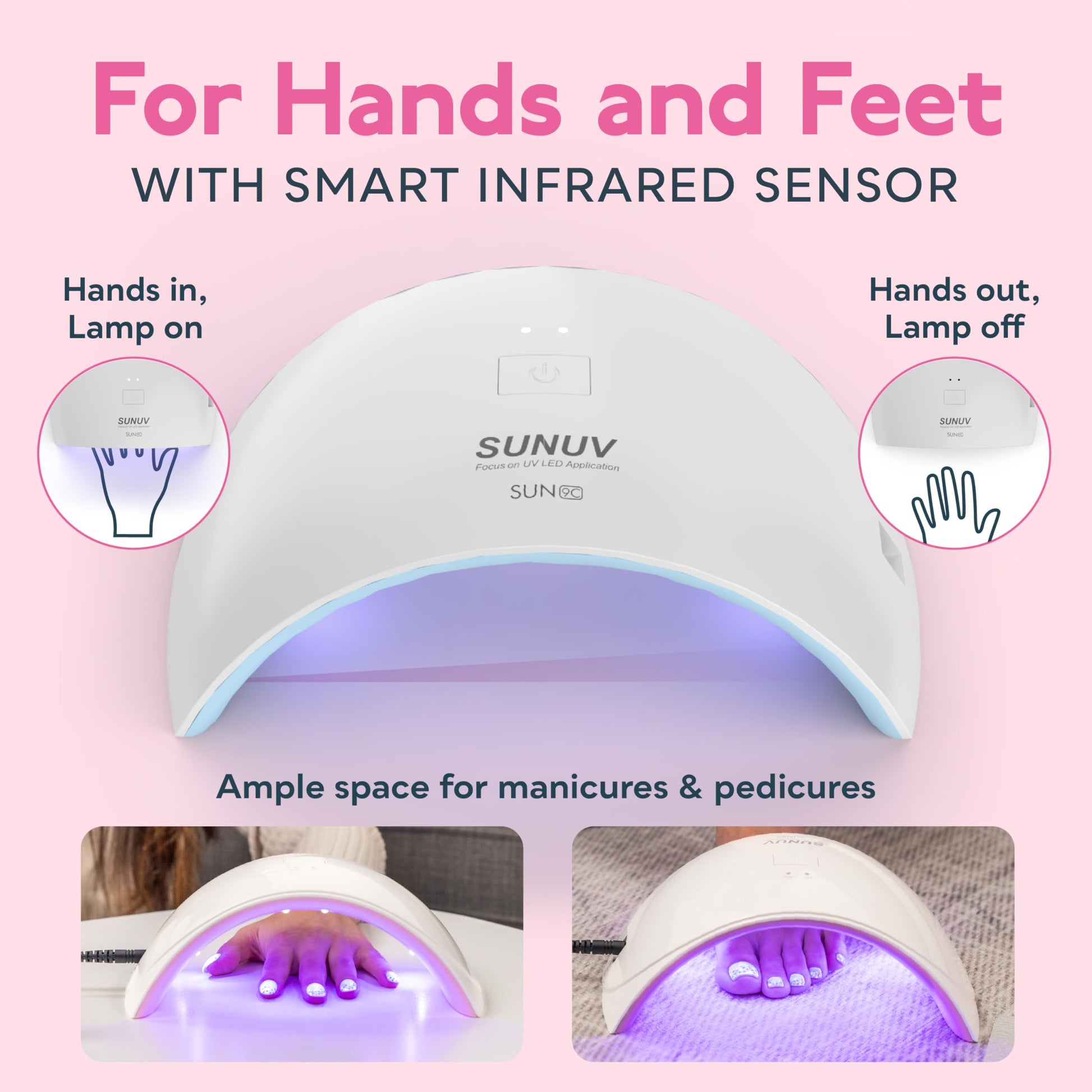 SUNUV Gel Nail Lamp – Auto Sensor, Dual Timer, Fast-Drying