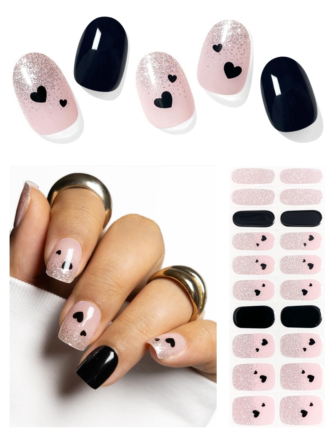 Black Heart Gel Nails