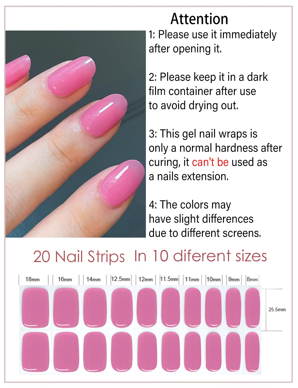 Semi Cured Gel Nail Strips - French Pink Flower Hydrangea Nail Wraps, 20pcs, UV Ready for DIY Nails