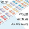 20pcs Semi Cured Gel Nail Strips, Real Nail Polish Art Stickers, Love Adhesive Full Wrap Gel Nail, Waterproof Gel Nail Wrap Stickers with Nail File and Stick（UV/LED Light Required）