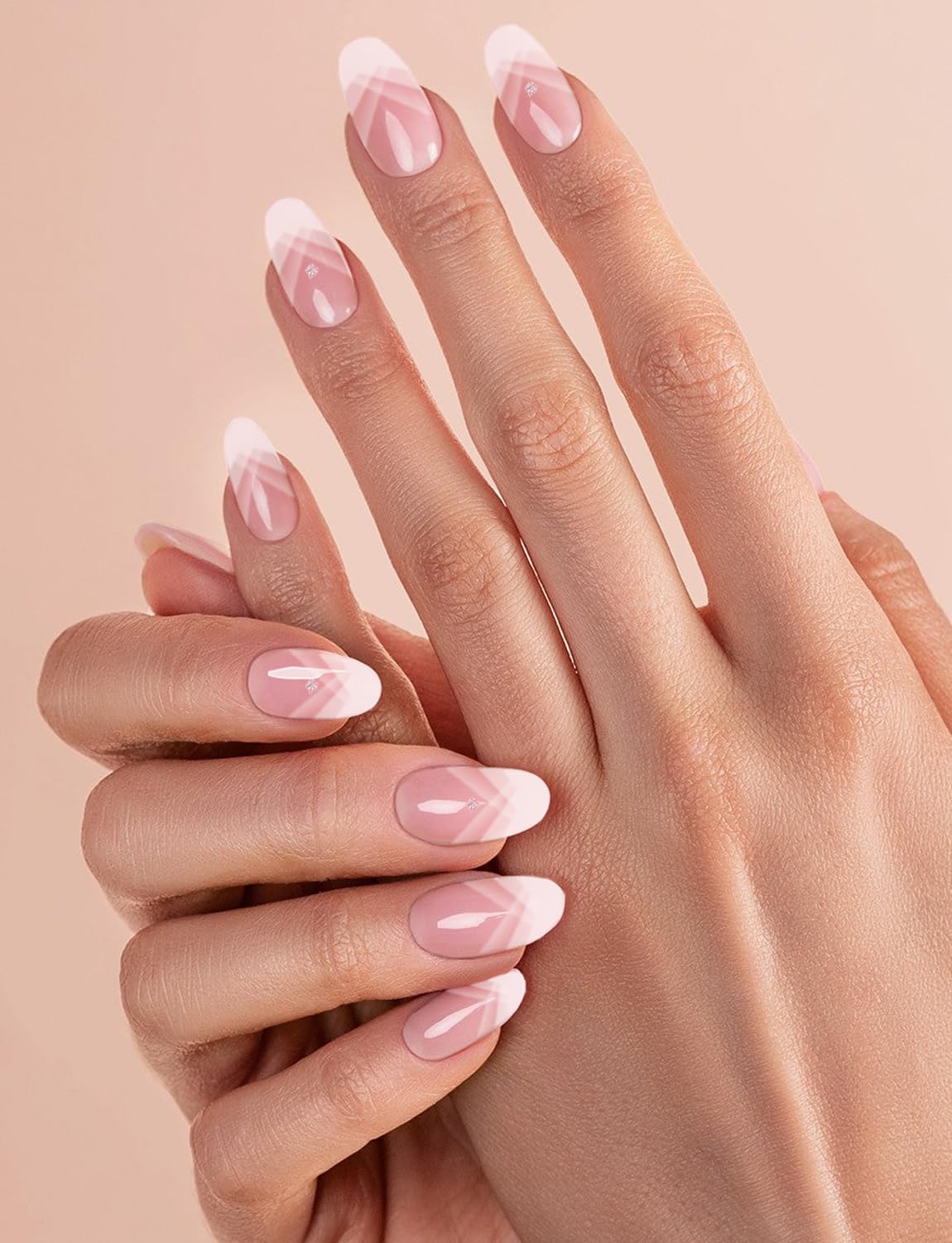 Semi Cured Gel Nail Strips - French Pink Flower Hydrangea Nail Wraps, 20pcs, UV Ready for DIY Nails