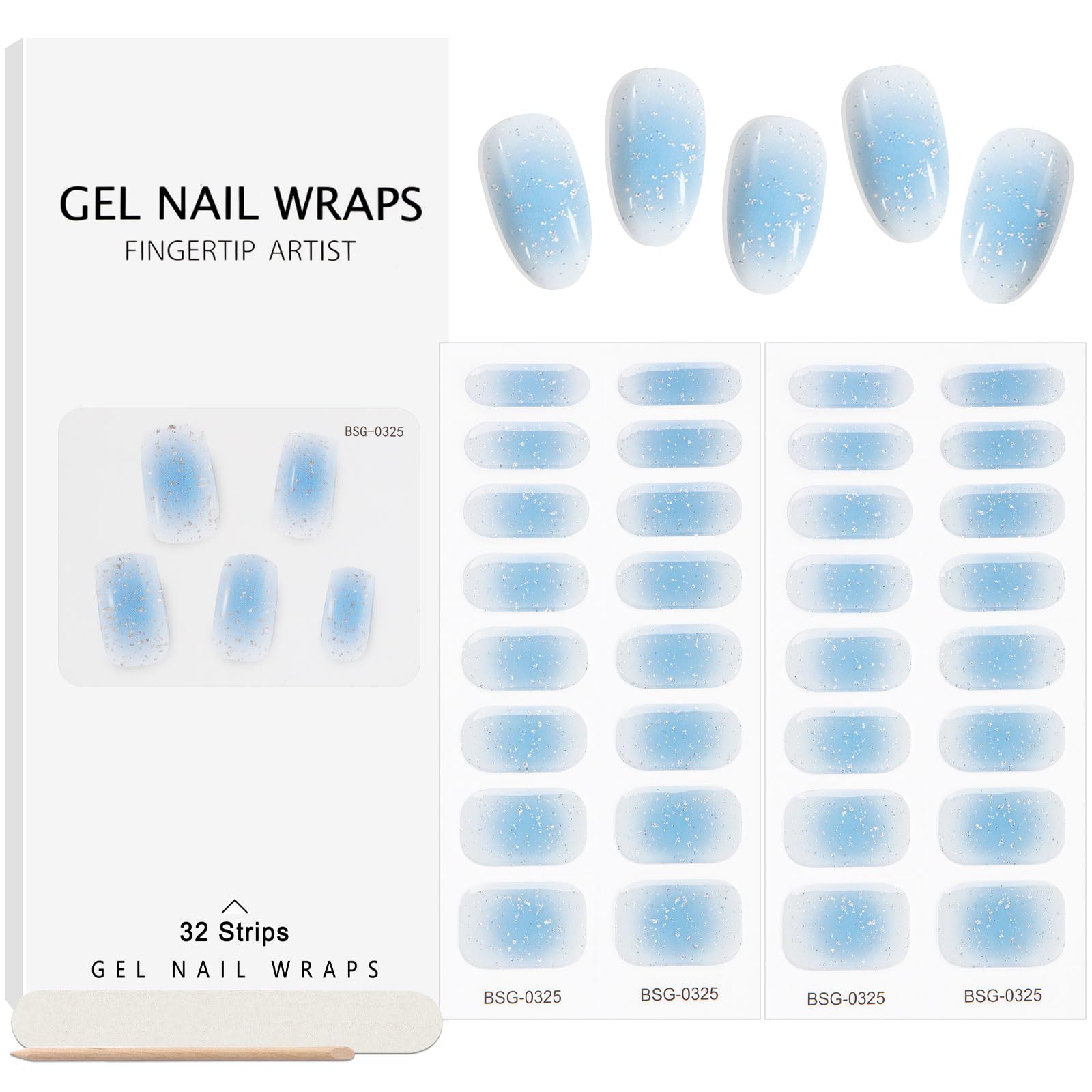 EBANKU 32PCS Cured Gel Nail Strips Real Nail Polish Strips Wraps Long-Lasting Waterproof Gel Nail Polish Wraps Full Wrap Gel Nail Art Stickers UV/LED Lamp Required (Gradient Wine)