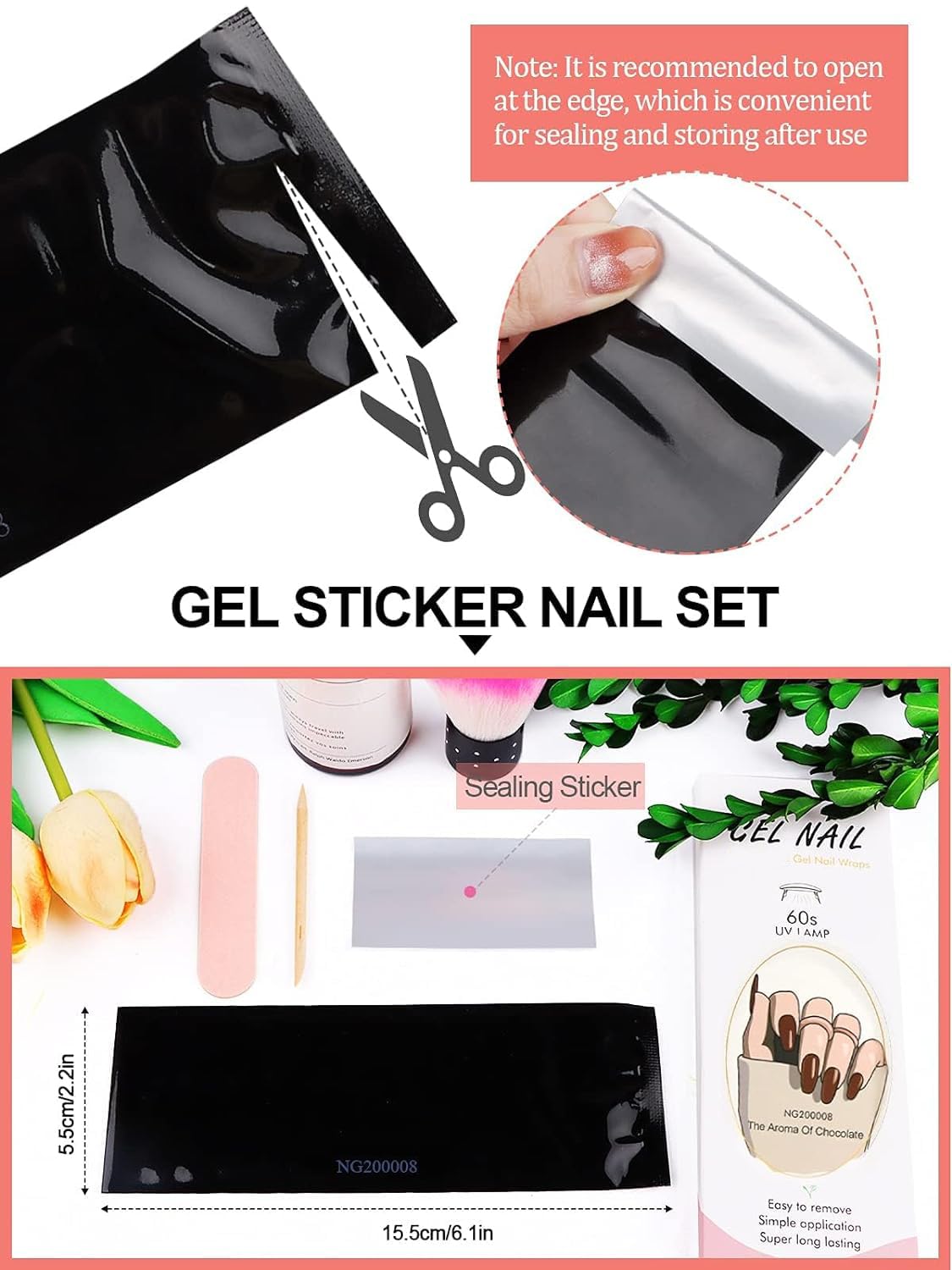 EBANKU 20PCS Gel Nail Polish Strips, Old-Style Red Gel Stick on Nails Full Nail Wraps, Waterproof Gel Nail Stickers for New Year Valentines Gift