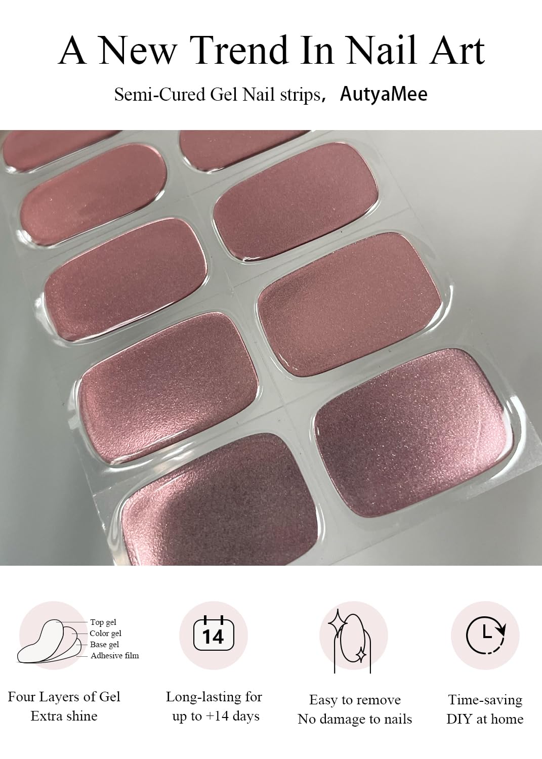 Semi Cured Gel Nail Strips (Clear), Transparent, 20 Pcs Gel Nail Wraps, Stickers, UV Light Required, Salon Quality, Long Lasting