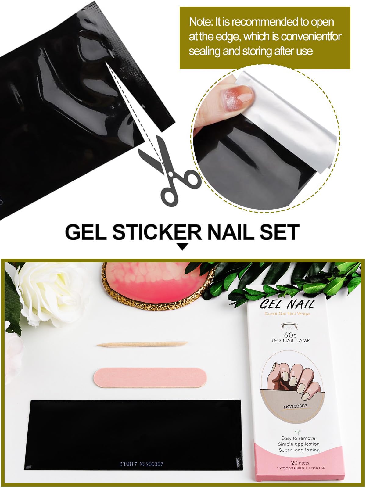 Kalolary 20PCS Semi Cured Gel Nail Polish Strips, Wine Red Adhesive Full Wrap Gel Nail Art Sticker, Waterproof Gel Nail Wrap Stickers with Nail File and Stick（UV/LED Lamp Required）