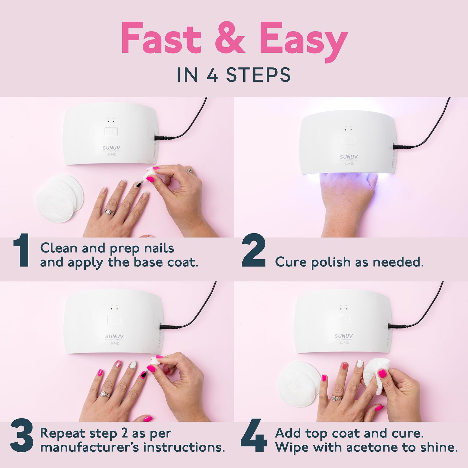 SUNUV Gel Nail Lamp – Auto Sensor, Dual Timer, Fast-Drying