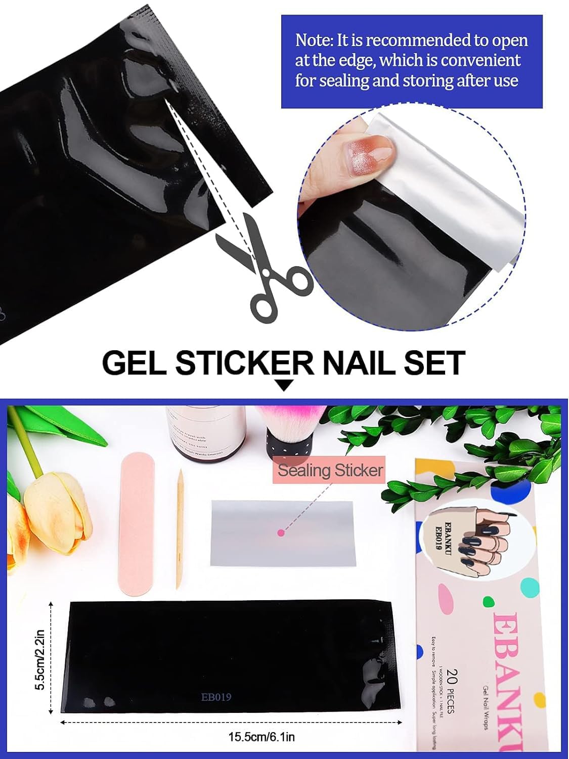 EBANKU 20PCS Gel Nail Polish Strips, Old-Style Red Gel Stick on Nails Full Nail Wraps, Waterproof Gel Nail Stickers for New Year Valentines Gift