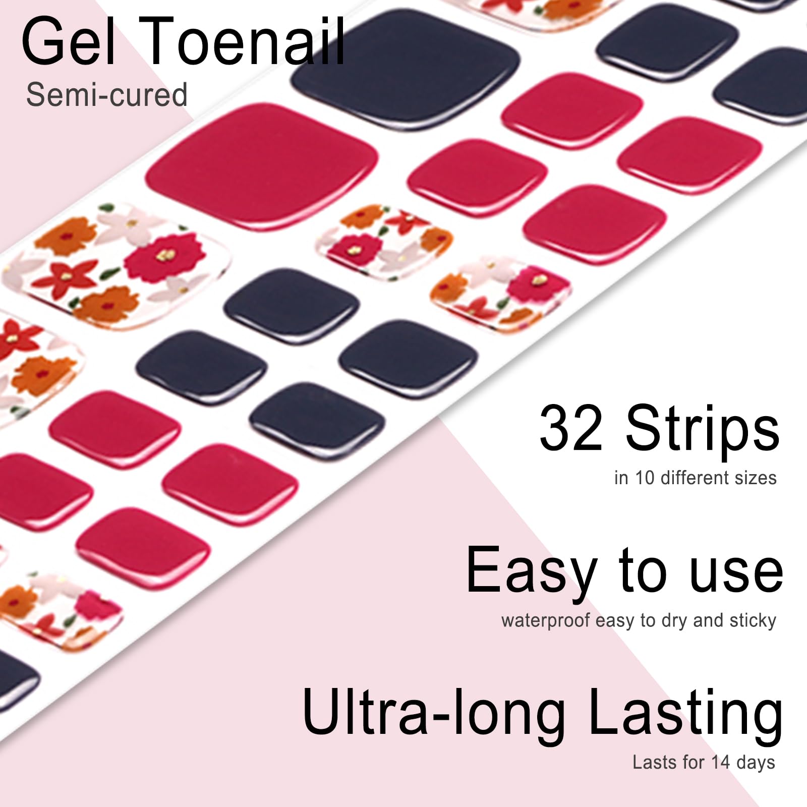 Flower Red toe nails