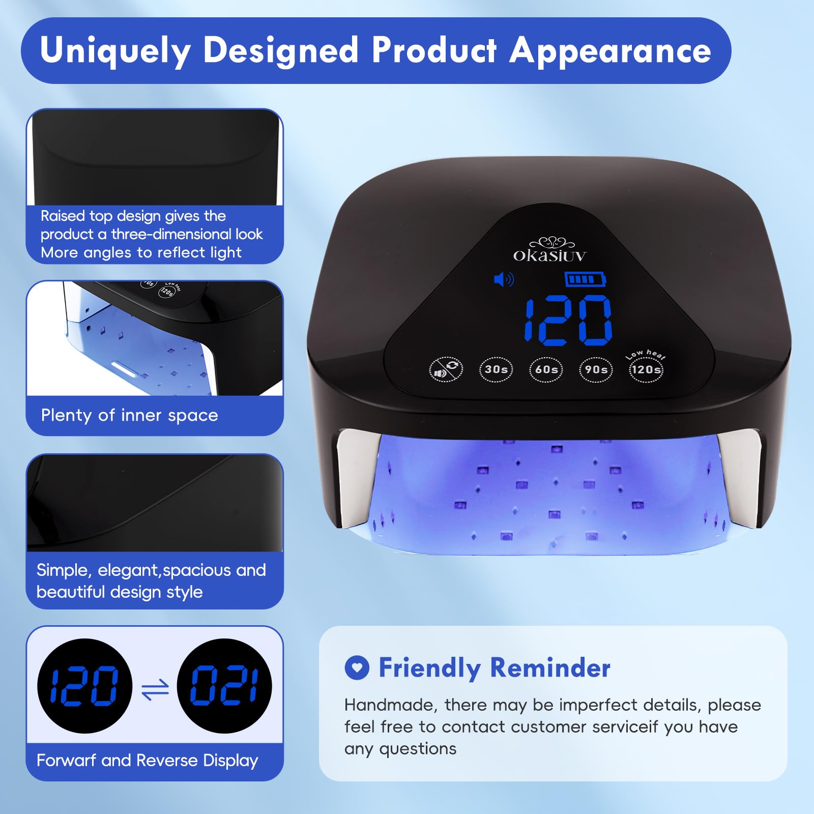 Cordless LED Nail Lamp for Gel Polish - Auto Sensor, 4 Timers, UV Gloves Included | Fast Drying Home & Salon Use