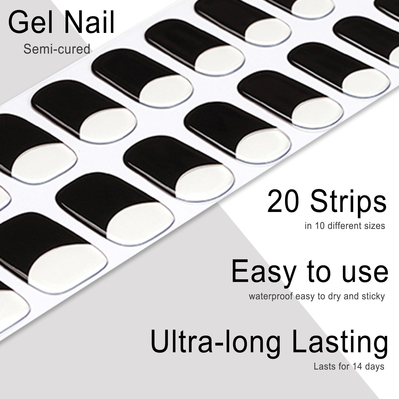 20pcs Semi Cured Gel Nail Strips, Real Nail Polish Art Stickers, Love Adhesive Full Wrap Gel Nail, Waterproof Gel Nail Wrap Stickers with Nail File and Stick（UV/LED Light Required）