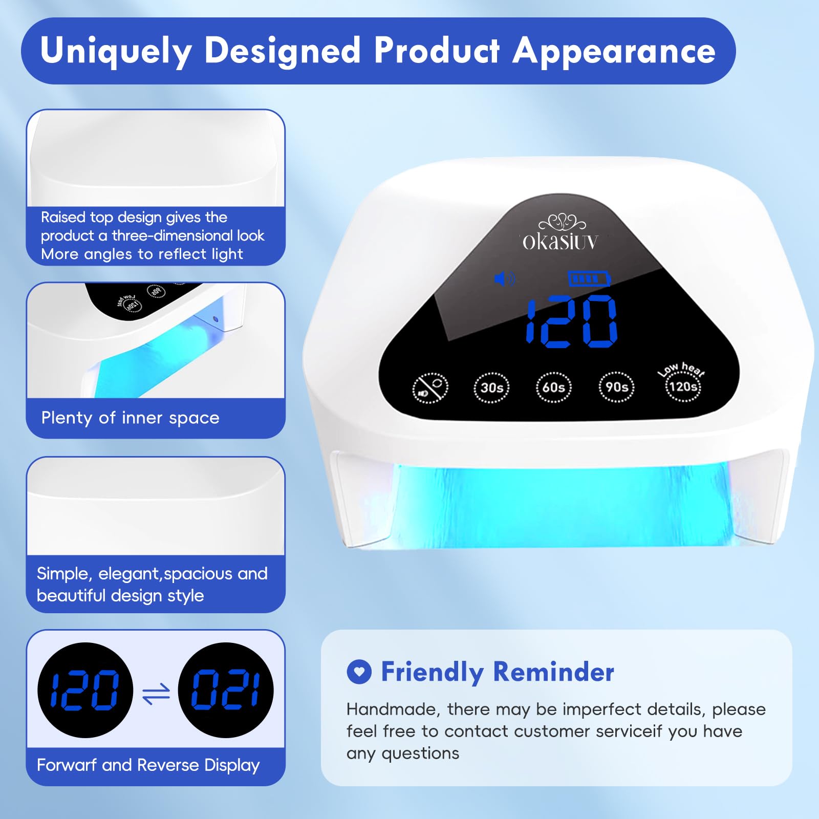 Cordless LED Nail Lamp for Gel Polish - Auto Sensor, 4 Timers, UV Gloves Included | Fast Drying Home & Salon Use